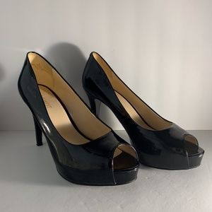 Women's Black Nine West Open Toe Pumps Size 8